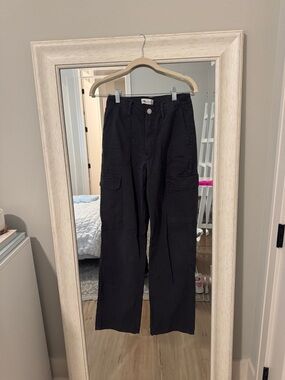 Zara Navy Women's Cargo Pants with Patch Pockets